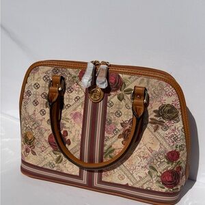 Giani Bernini Floral Stripe Dome Satchel - Tan Multi
